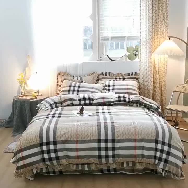 91家纺网 家纺一手货源 找家纺 妖妖家纺 2020新款花边牛奶绒四件套 爱格