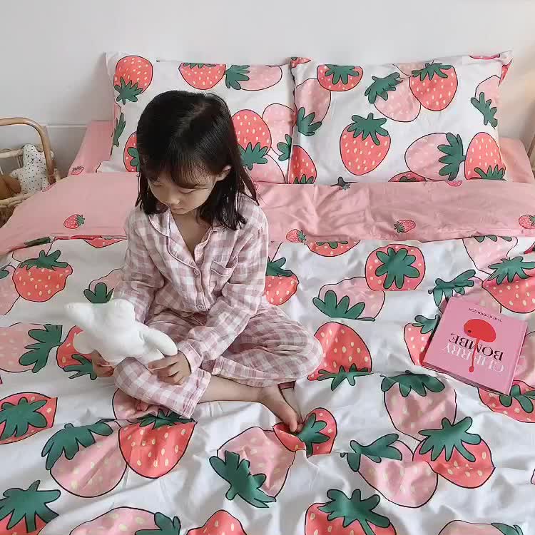 91家纺网 家纺一手货源 找家纺 星期八 2020新款全棉13070开学四件套 草莓派