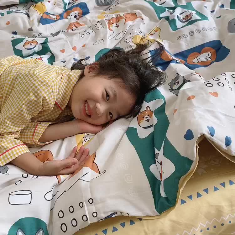 91家纺网 家纺一手货源 找家纺 星期八 2020新款全棉13070开学四件套 柴犬