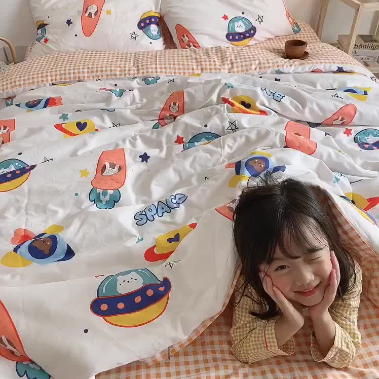 91家纺网 家纺一手货源 找家纺 星期八 2020新款全棉13070开学四件套 漫游太空