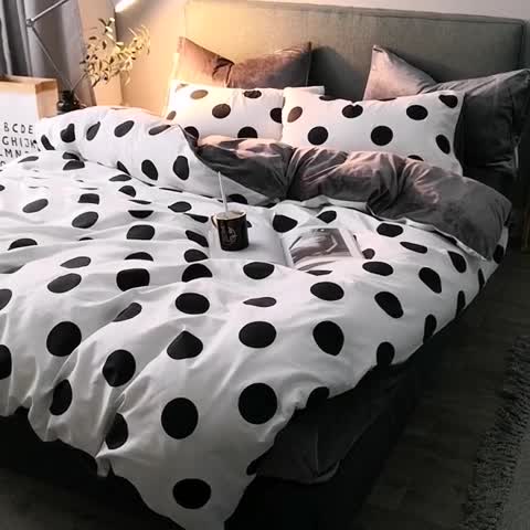 91家纺网 家纺一手货源 找家纺 艾佳 2025新款全棉棉加绒男士风宝宝水晶绒四件套圆点-深灰