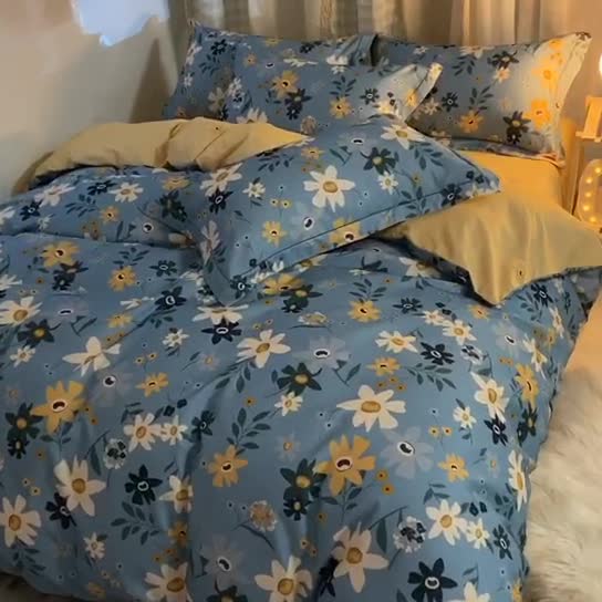 91家纺网 家纺一手货源 找家纺 雲归梦 2020新款小清新全棉生态磨毛四件套 爱的告白