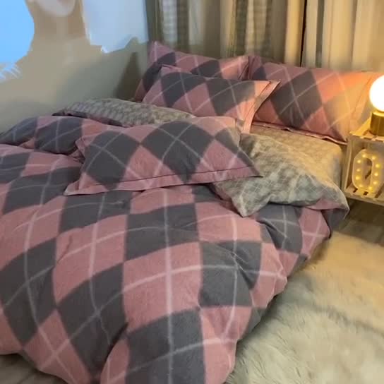 91家纺网 家纺一手货源 找家纺 雲归梦 2020新款小清新全棉生态磨毛四件套 佩拉