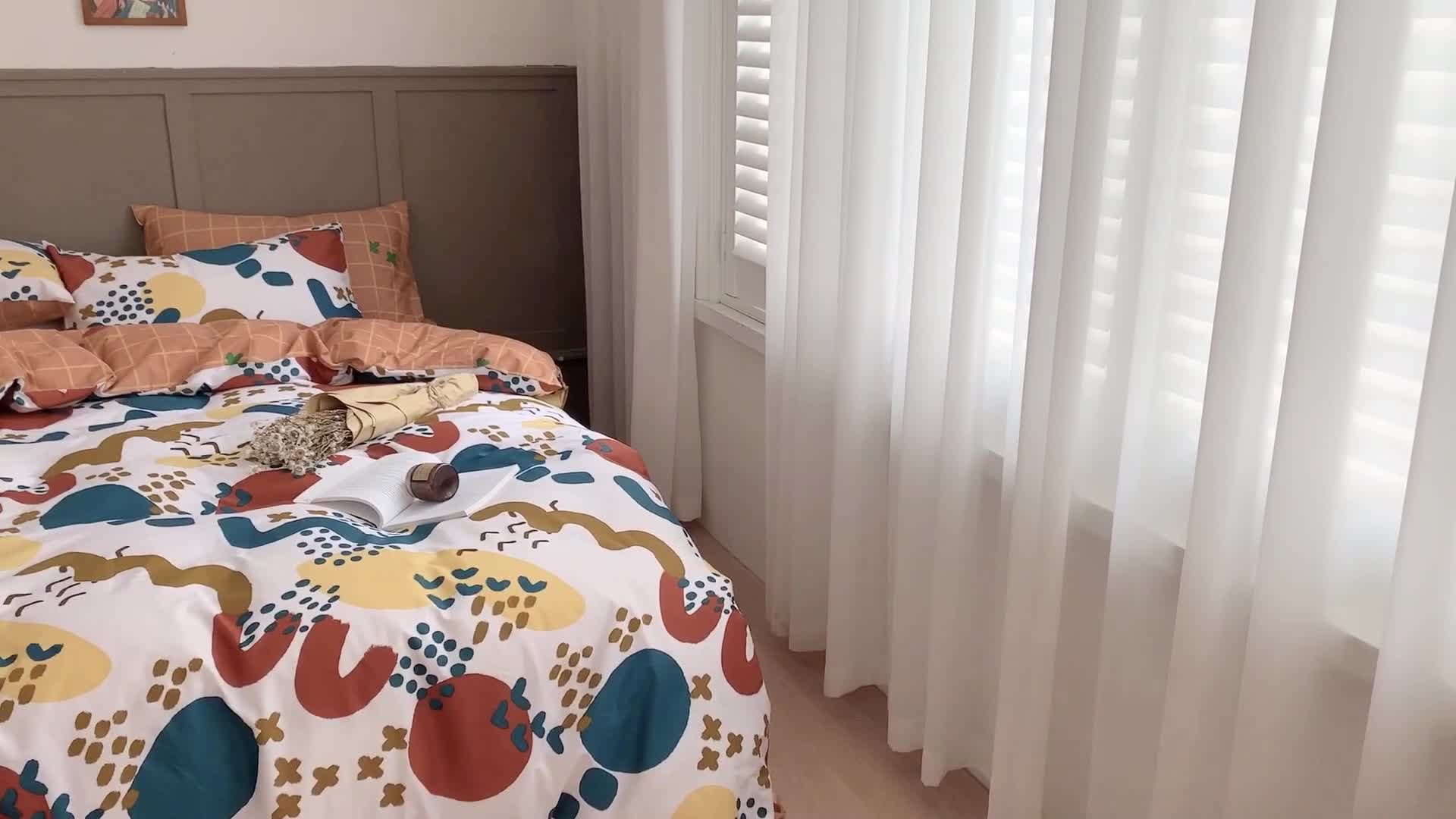 91家纺网 家纺一手货源 找家纺 时年 2020新款40支全棉莫兰迪系列四件套 加州晴空