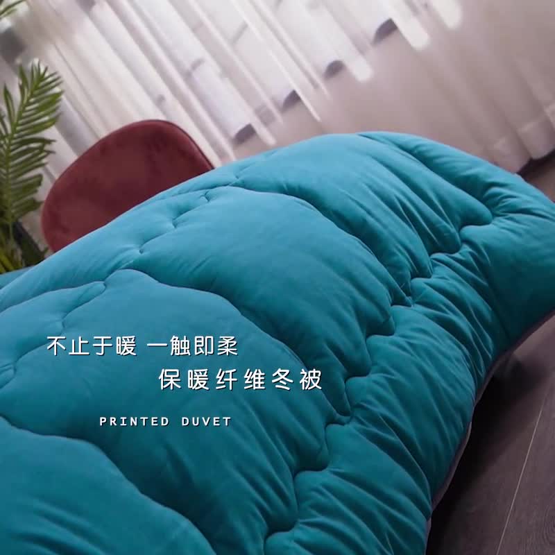 91家纺网 家纺一手货源 找家纺 天瑜家纺 2023新款磨毛压花冬被 蓝色