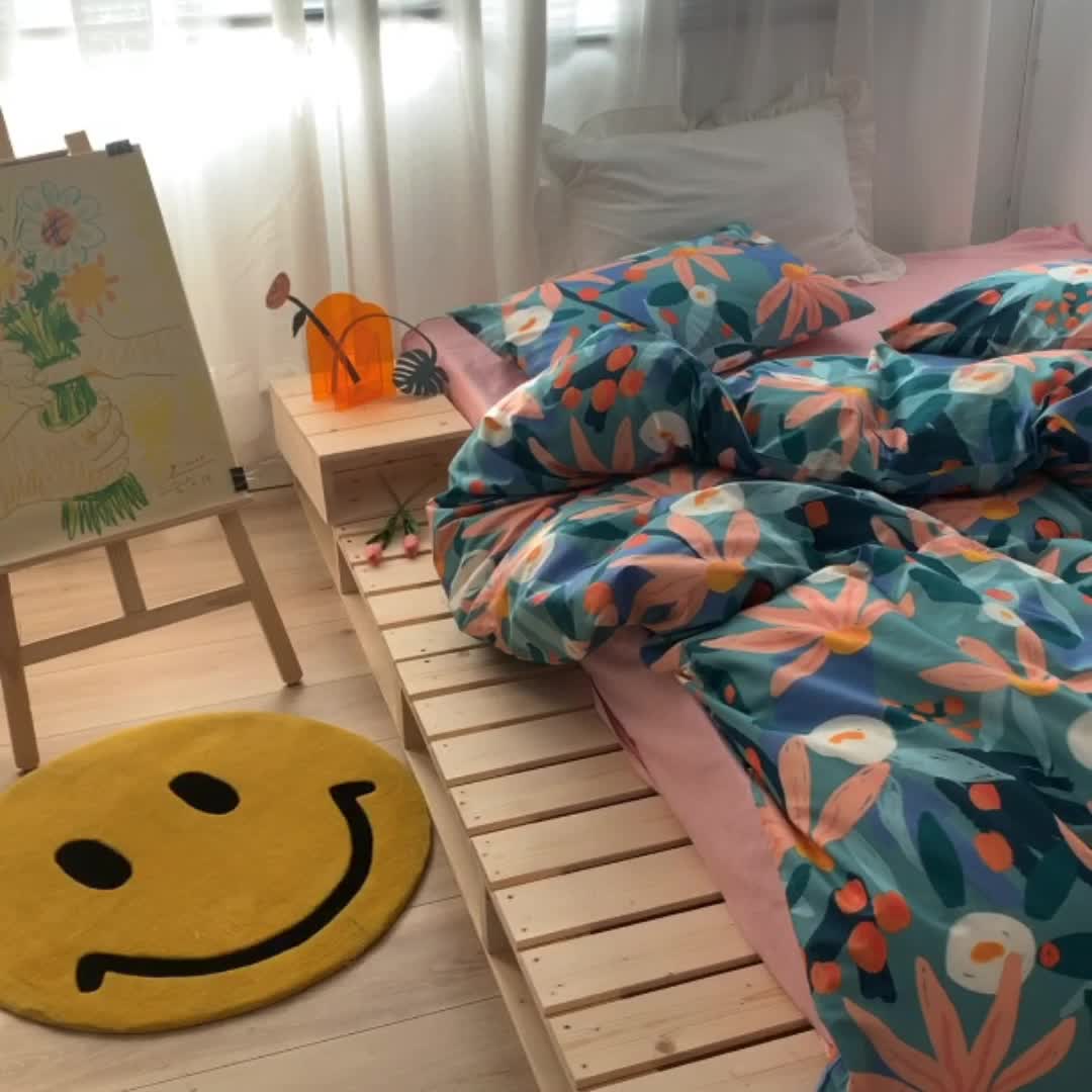 91家纺网 家纺一手货源 找家纺 怡家居 2021新款全棉田园四件套 微暖