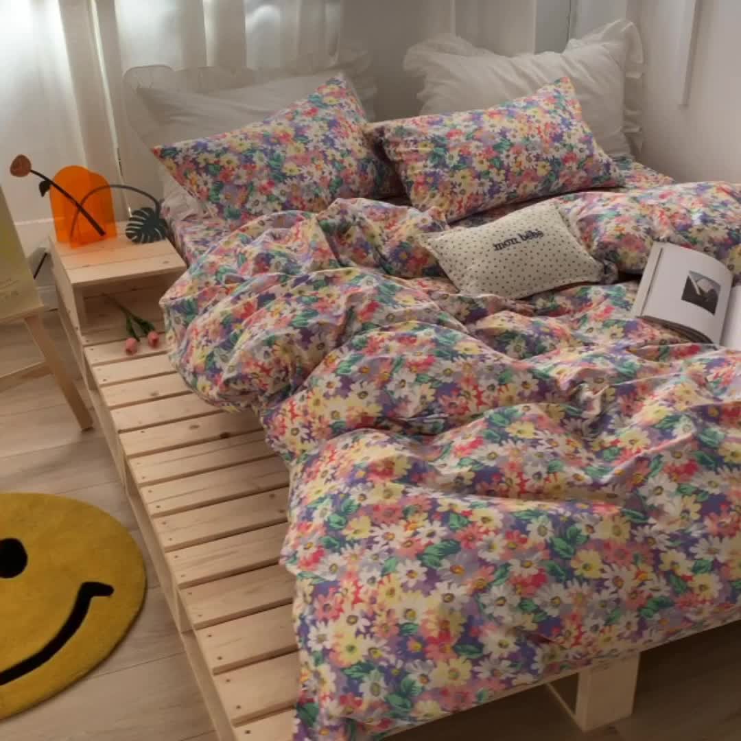 91家纺网 家纺一手货源 找家纺 怡家居 2021新款全棉田园四件套 憧憬