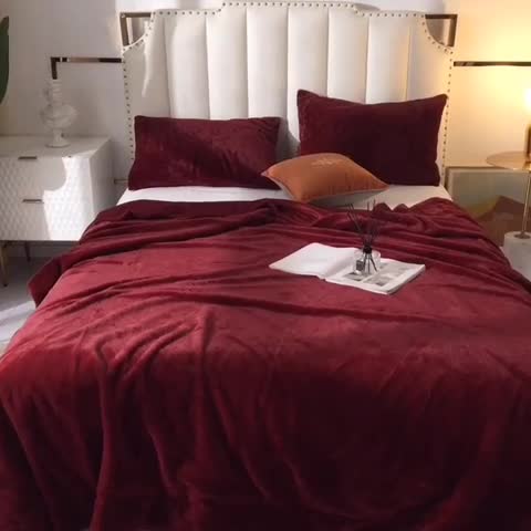 91家纺网 家纺一手货源 找家纺 （总）卡奥2021纯色貂毛毯加厚双层纯面皮草盖毯银狐绒毛毯