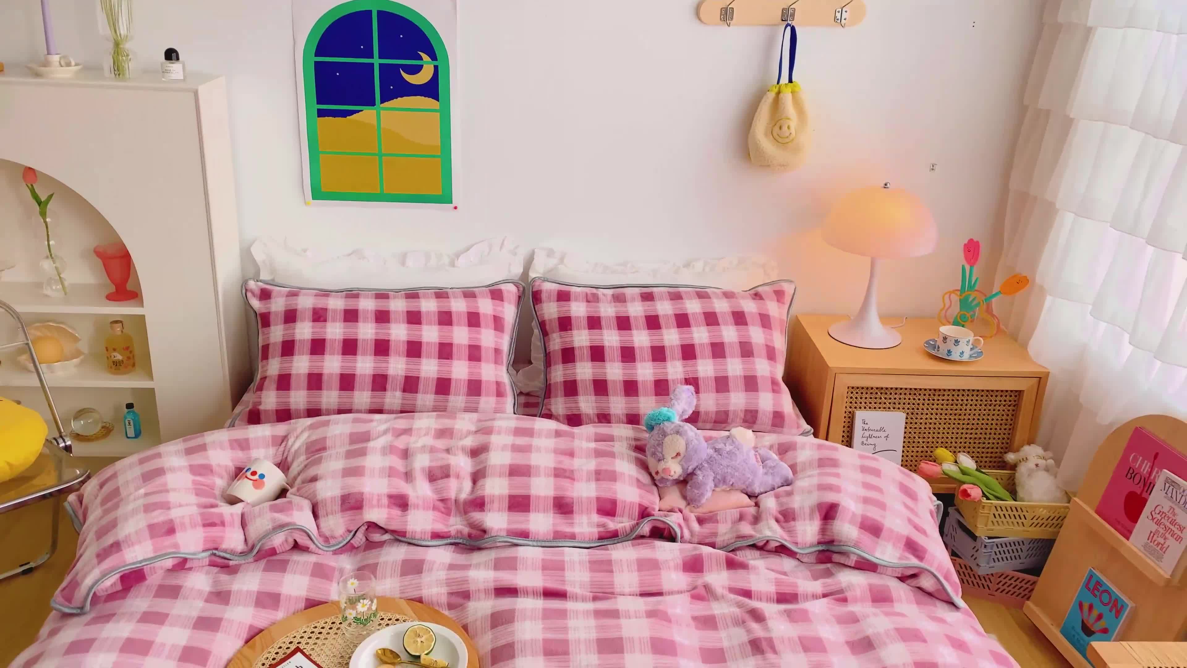 91家纺网 家纺一手货源 找家纺 顾里 2020新款韩国ins高端保暖牛奶绒套件 葡萄紫