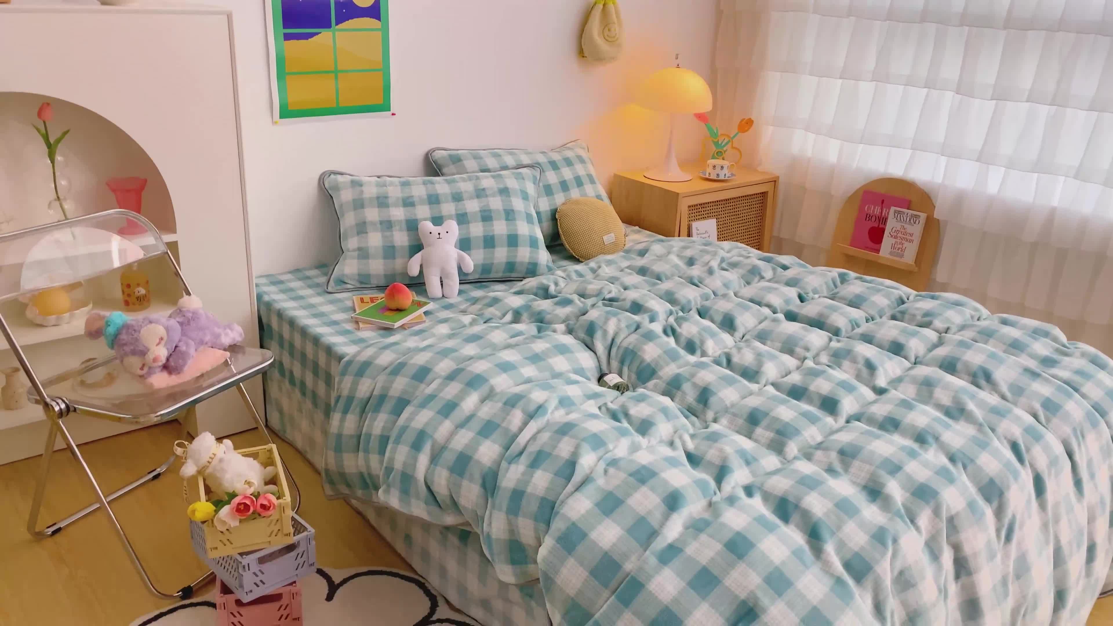 91家纺网 家纺一手货源 找家纺 顾里 2020新款韩国ins高端保暖牛奶绒套件 浅豆绿