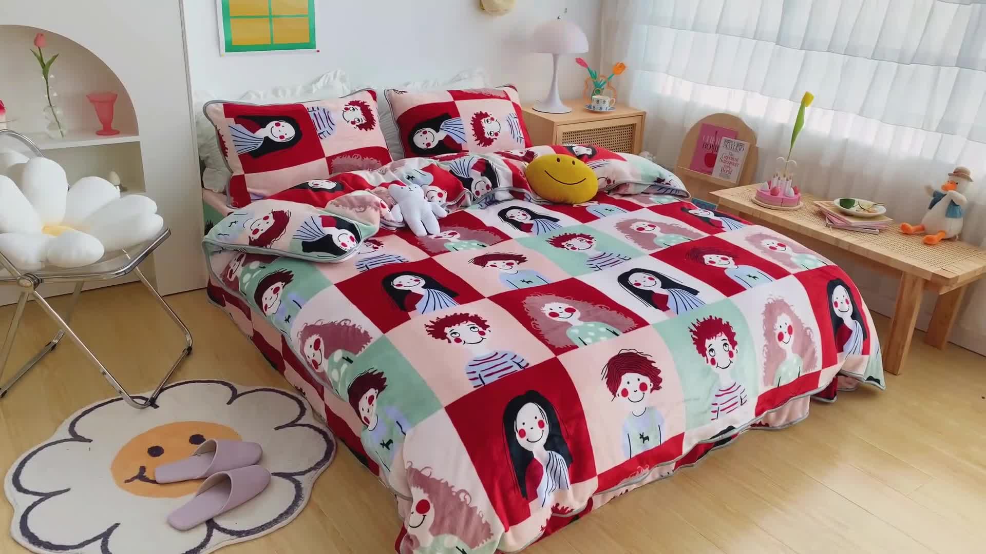 91家纺网 家纺一手货源 找家纺 顾里 2020新款韩国ins高端保暖牛奶绒套件 巴黎故事