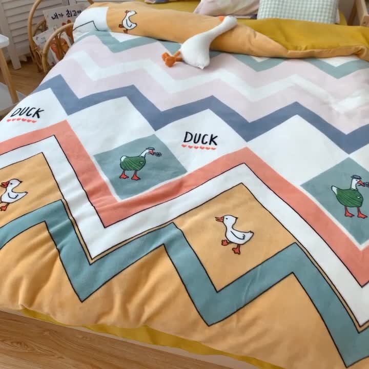 91家纺网 家纺一手货源 找家纺 （总）星期八 2020新款秋冬加厚保暖牛奶绒四件套