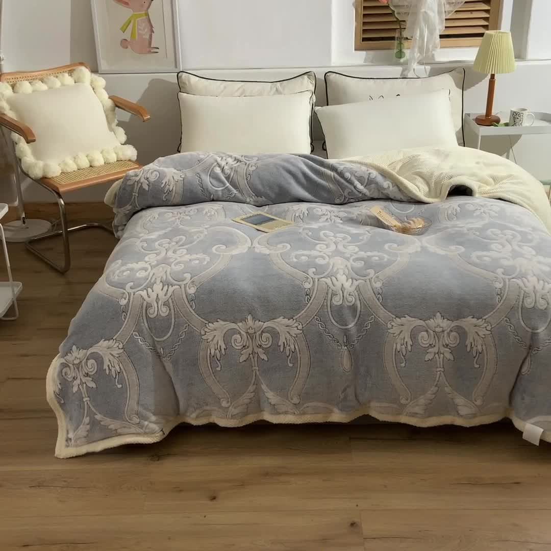 91家纺网 家纺一手货源 找家纺 甜之梦2025新款310g雪花绒单品多功能毛毯被套 欧式经典