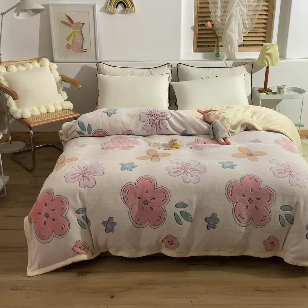 91家纺网 家纺一手货源 找家纺 甜之梦2025新款310g雪花绒单品多功能毛毯被套 锦上添花