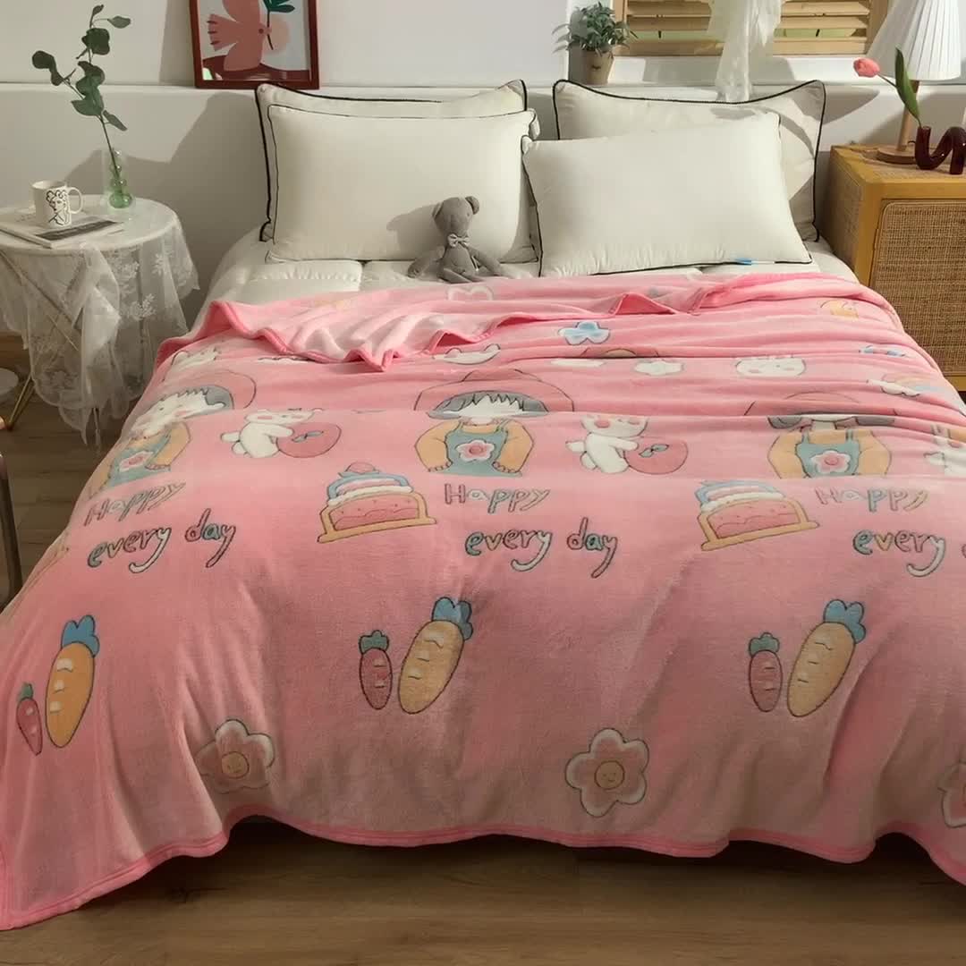 91家纺网 家纺一手货源 找家纺 甜之梦 2025新款310g雪花绒单品毛毯 小丸子