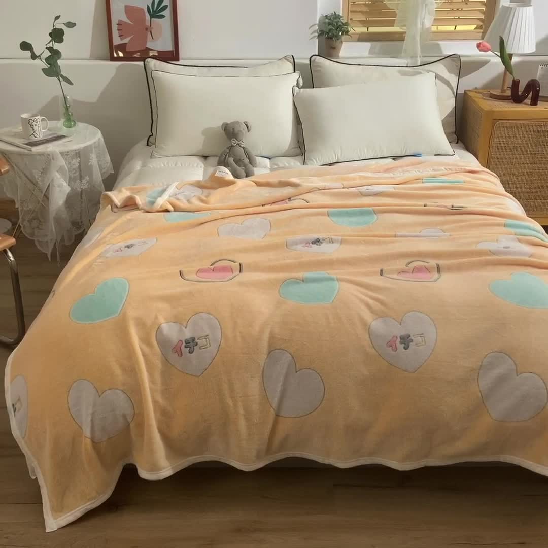 91家纺网 家纺一手货源 找家纺 甜之梦 2025新款310g雪花绒单品毛毯 爱心圈