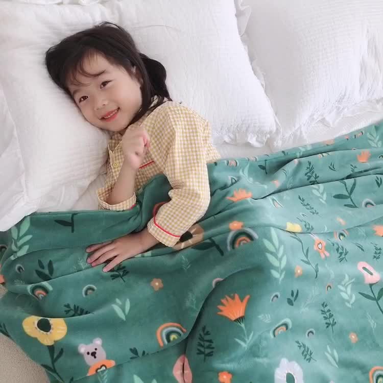 91家纺网 家纺一手货源 找家纺 星期八2020新款双层宝宝绒盖毯被毯子毛毯模特图 森林
