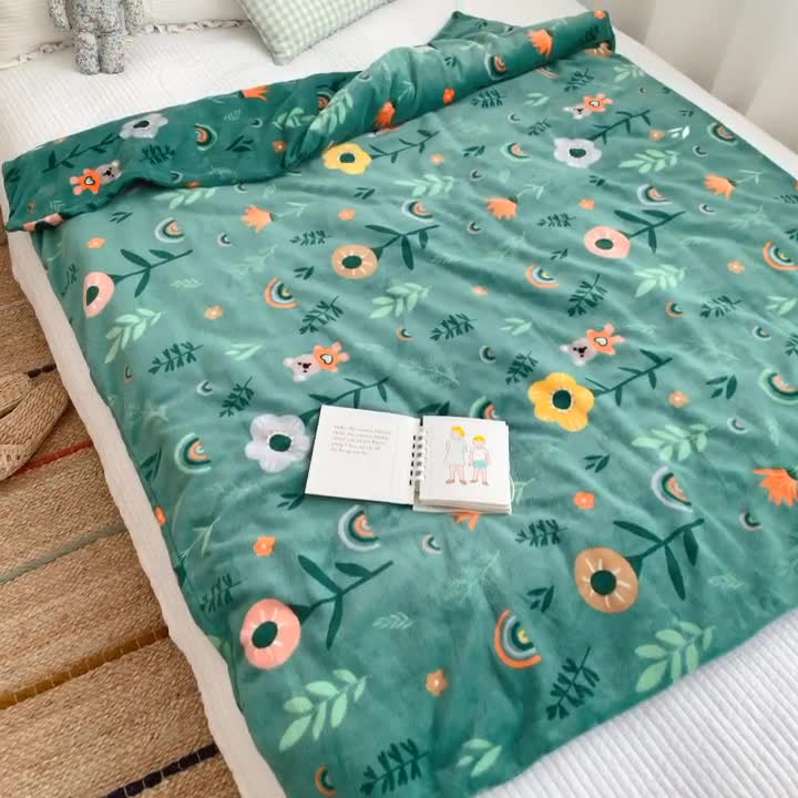 91家纺网 家纺一手货源 找家纺 星期八2020新款双层宝宝绒盖毯被毯子毛毯实拍图 森林