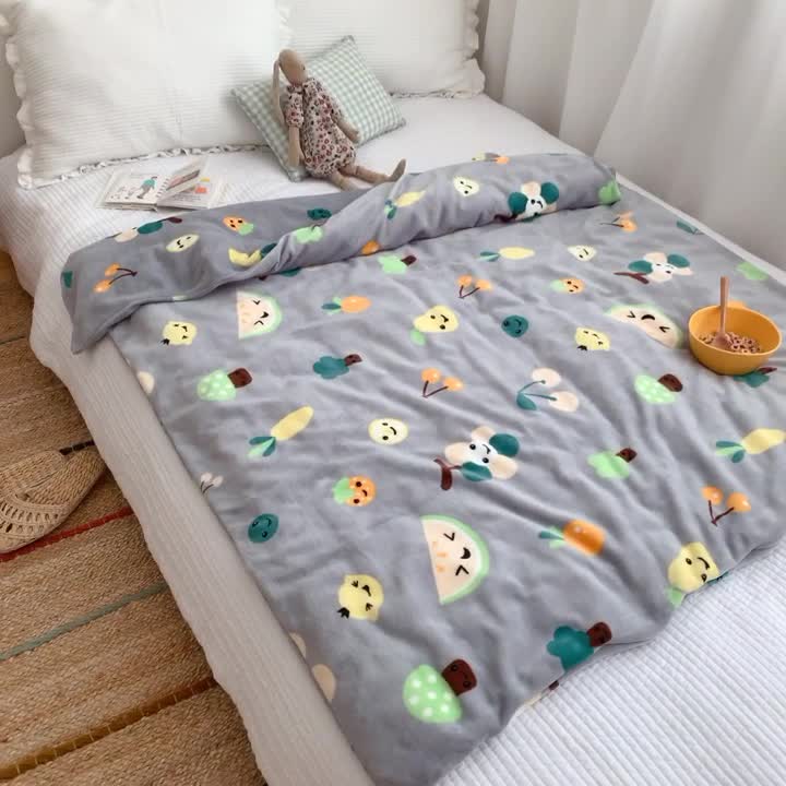 91家纺网 家纺一手货源 找家纺 星期八2020新款双层宝宝绒盖毯被毯子毛毯实拍图 水果派