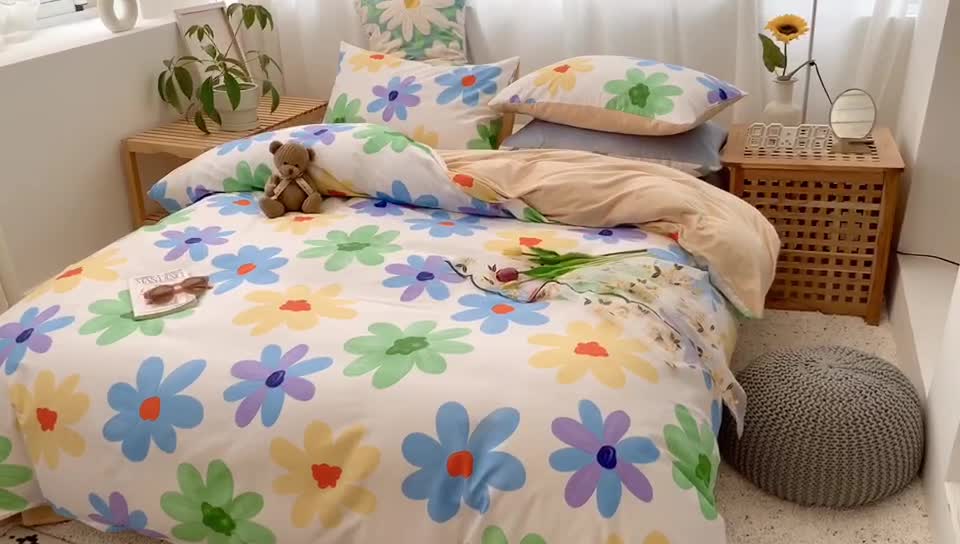 91家纺网 家纺一手货源 找家纺 澳萝拉 2020新款棉加绒印花四件套 畅游花海