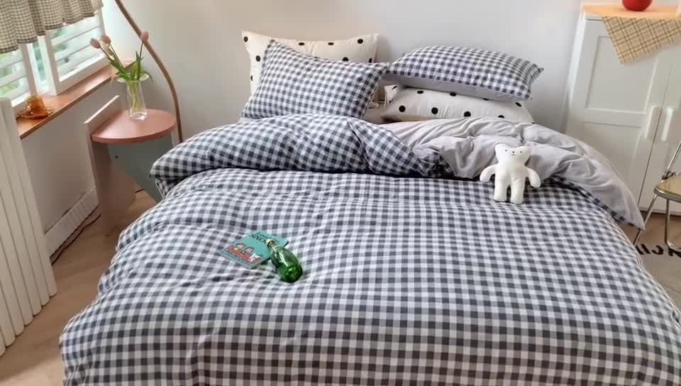 91家纺网 家纺一手货源 找家纺 澳萝拉 2020新款棉加绒印花四件套 灰格