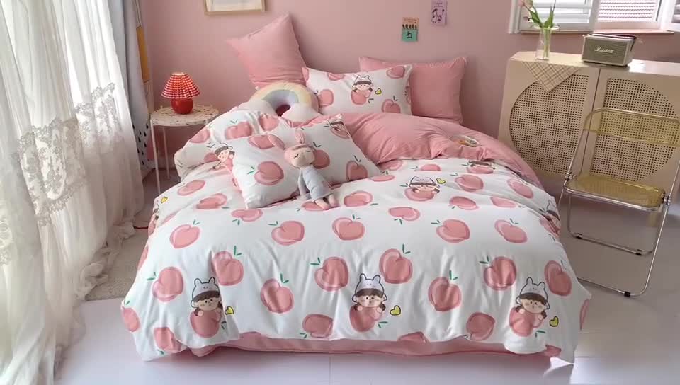 91家纺网 家纺一手货源 找家纺 澳萝拉 2020新款棉加绒印花四件套 蜜桃宝贝