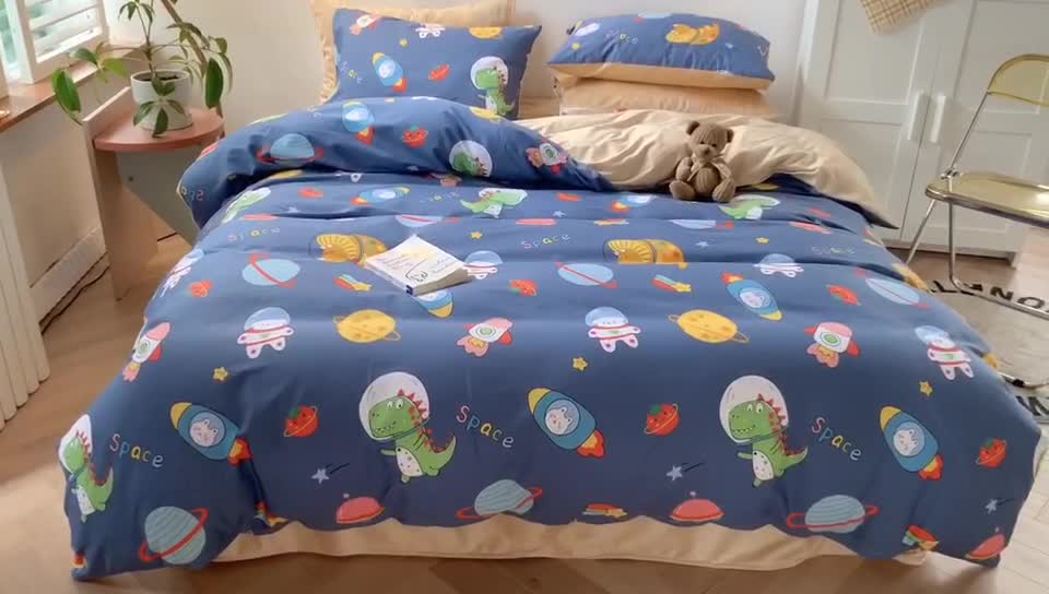 91家纺网 家纺一手货源 找家纺 澳萝拉 2020新款棉加绒印花四件套 太空宇宙