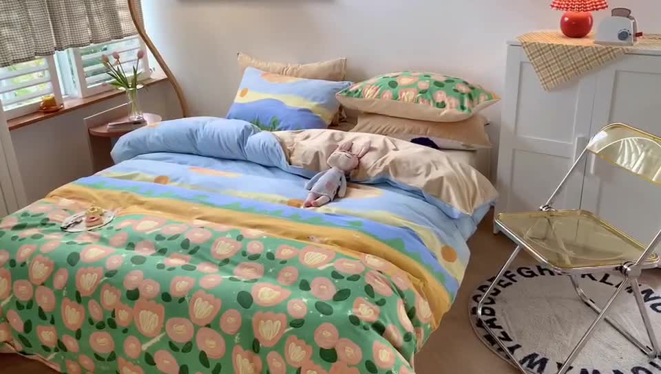 91家纺网 家纺一手货源 找家纺 澳萝拉 2020新款棉加绒印花四件套 田园风光