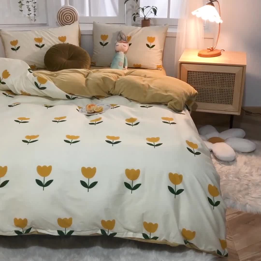 91家纺网 家纺一手货源 找家纺 一米阳光 2020新款全棉加牛奶绒四件套 小优优牛奶棉绒