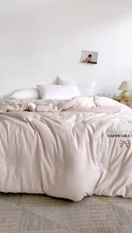 91家纺网 家纺一手货源 找家纺 久典2020新款40S全棉提花抗菌被甜心系列 甜心-米驼