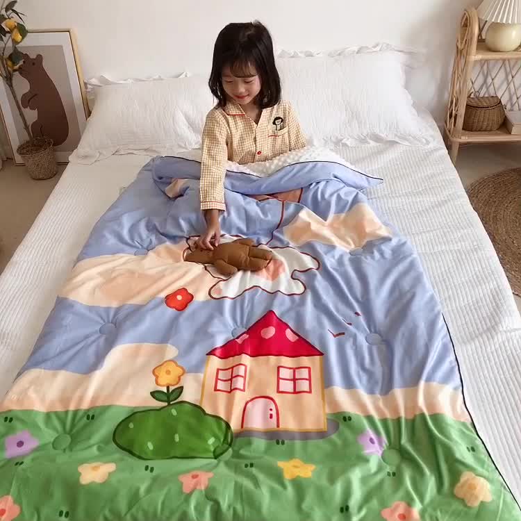 91家纺网 家纺一手货源 找家纺 星期八 2020新款双面绒豆豆被 气球小熊