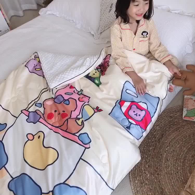 91家纺网 家纺一手货源 找家纺 星期八 2020新款双面绒豆豆被 小熊泡泡浴