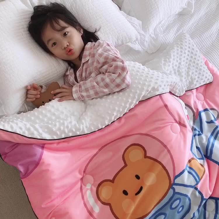 91家纺网 家纺一手货源 找家纺 星期八 2020新款双面绒豆豆被 宇宙小兔