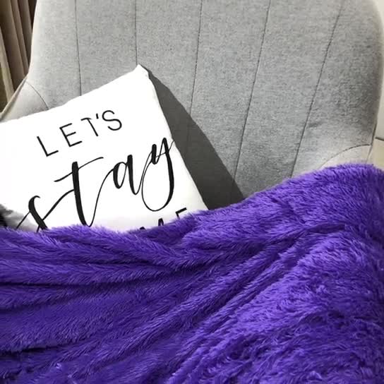 91家纺网 家纺一手货源 找家纺 卡奥家纺 2021多功能双层超柔长毛毯空调毯毛绒被套 紫罗兰