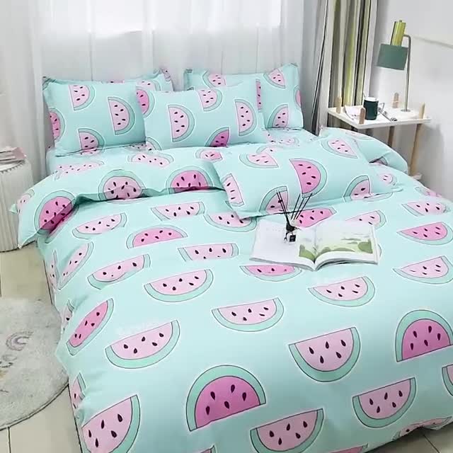 91家纺网 家纺一手货源 找家纺 乐居坊 2020新款简约小清新芦荟棉四件套 卡哇兔