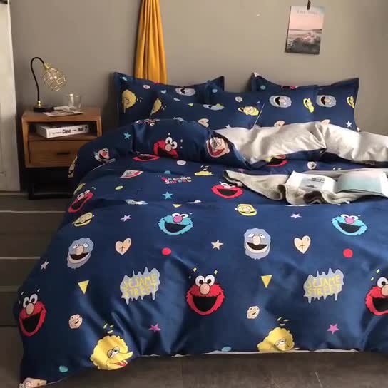 91家纺网 家纺一手货源 找家纺 乐居坊 2020新款简约小清新芦荟棉四件套 芝麻派对