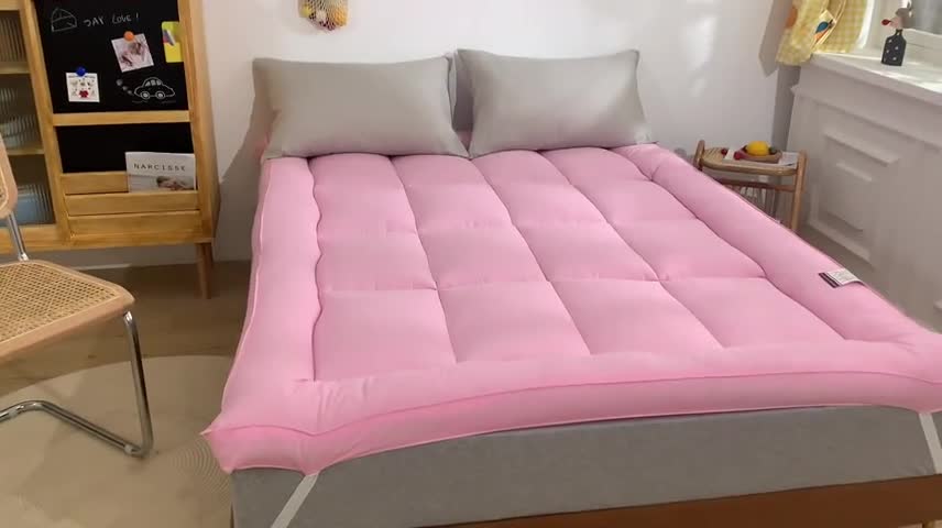 91家纺网 家纺一手货源 找家纺 壹张床 2021新款磨毛立体床垫 粉色