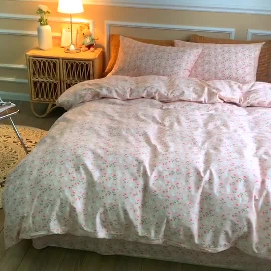 91家纺网 家纺一手货源 找家纺 感遇家纺 2020新款全棉亲肤印花四件套三件套-缘冬系列 花间小兔