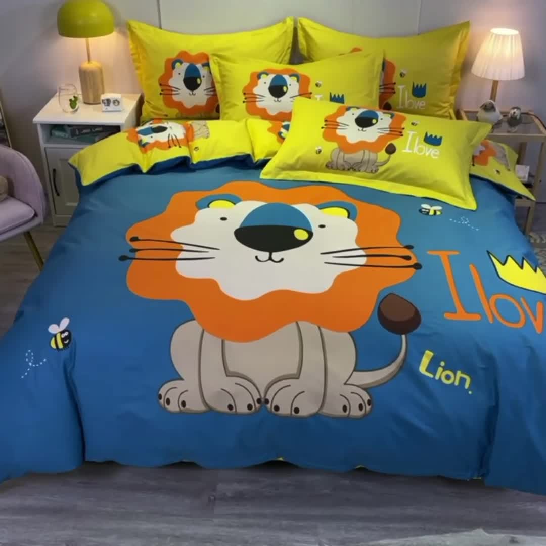 91家纺网 家纺一手货源 找家纺 金爱家 2021新款13372大版全棉卡通四件套 辛巴