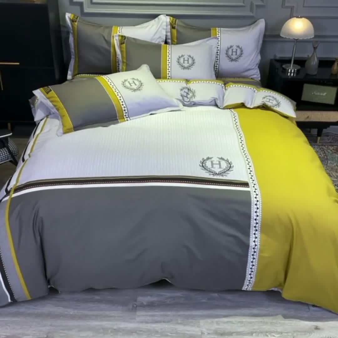 91家纺网 家纺一手货源 找家纺 金爱家 2021新款全棉13372四件套条格简约系列 波士顿