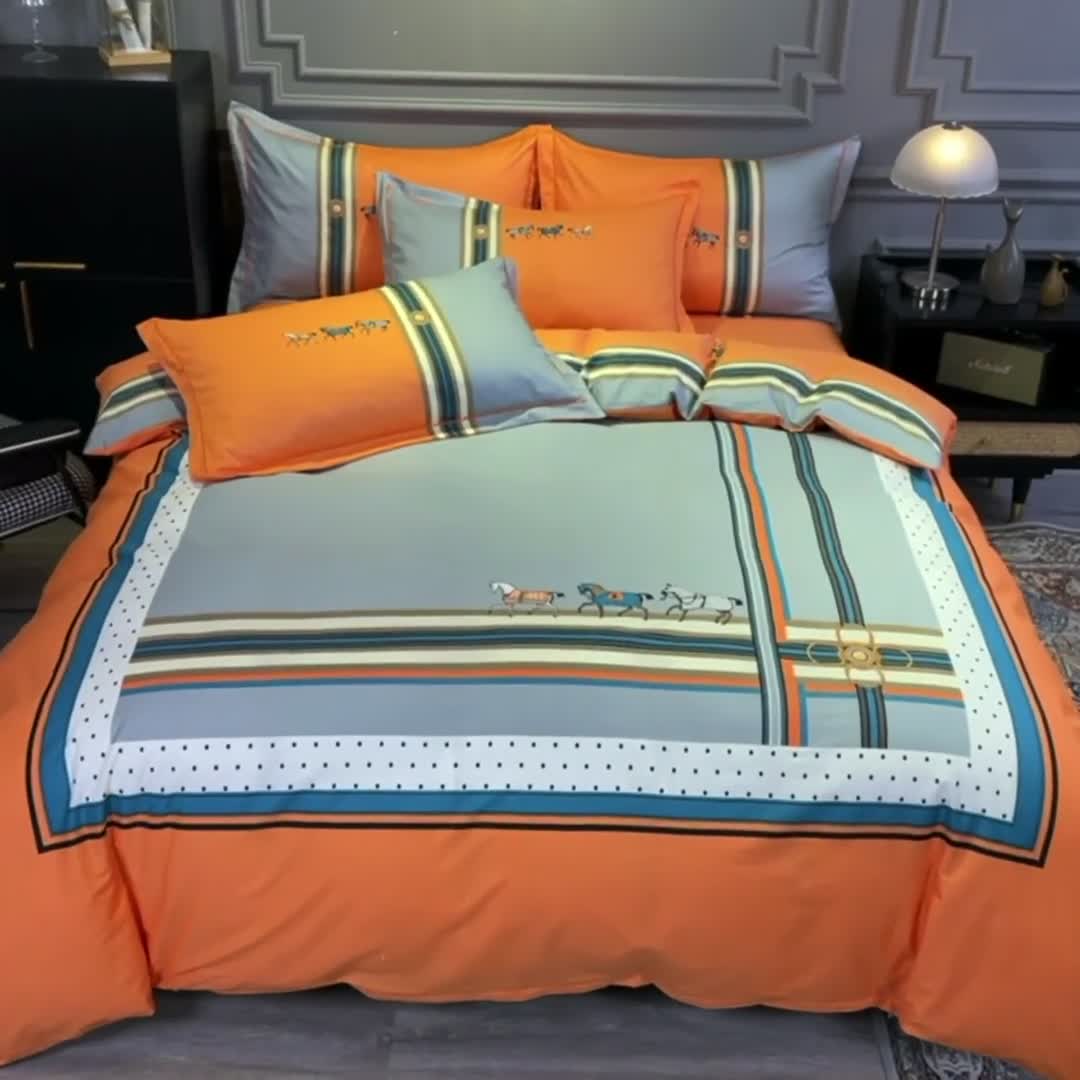 91家纺网 家纺一手货源 找家纺 金爱家 2021新款全棉13372四件套条格简约系列 拉斐尔