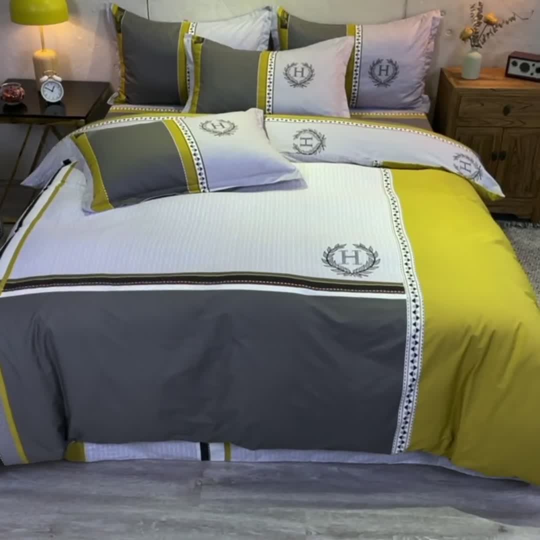 91家纺网 家纺一手货源 找家纺 金爱家 2021新款全棉13372四件套条格简约系列 波士顿