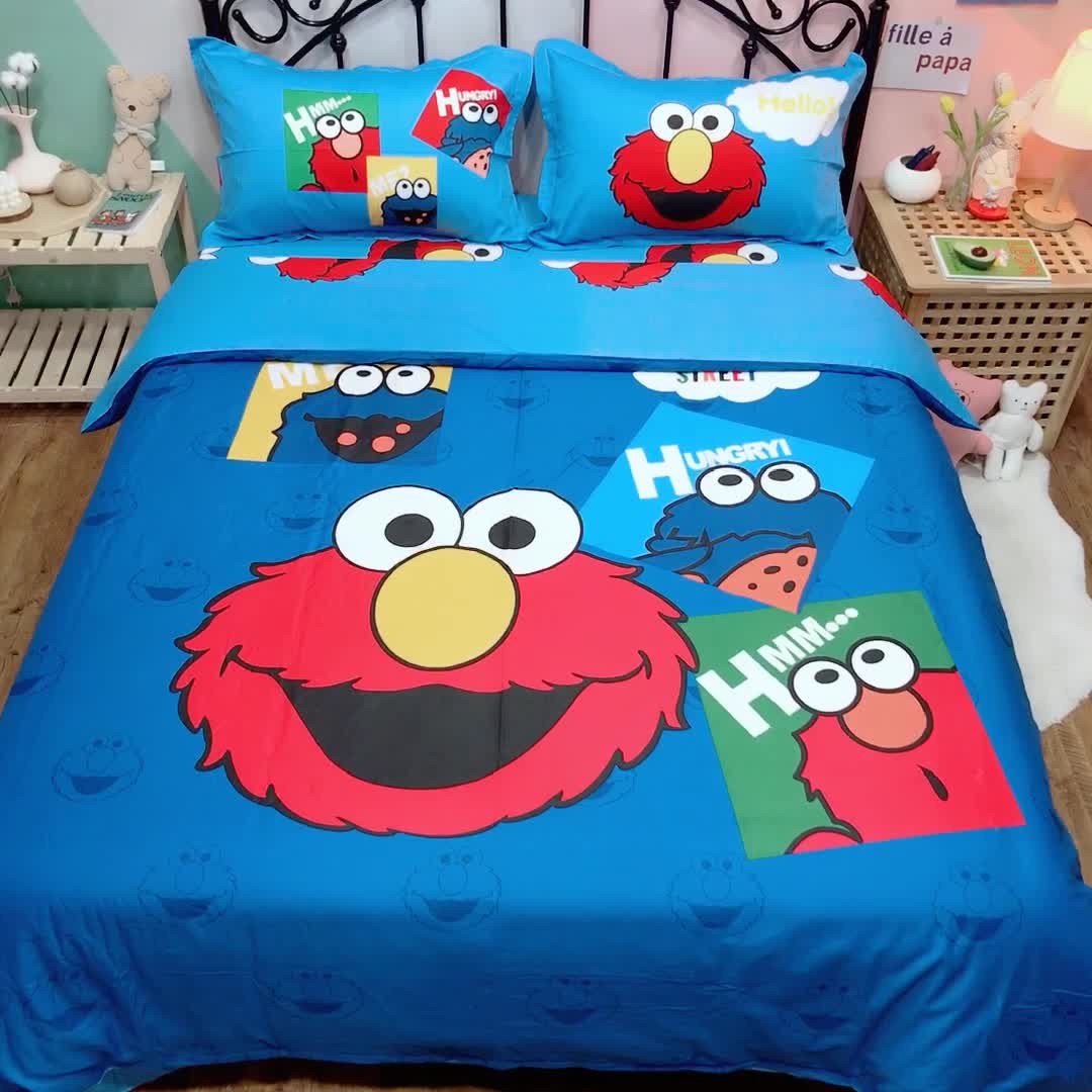 91家纺网 家纺一手货源 找家纺 金爱家 2021新款13070卡通全棉四件套 独家小毛球