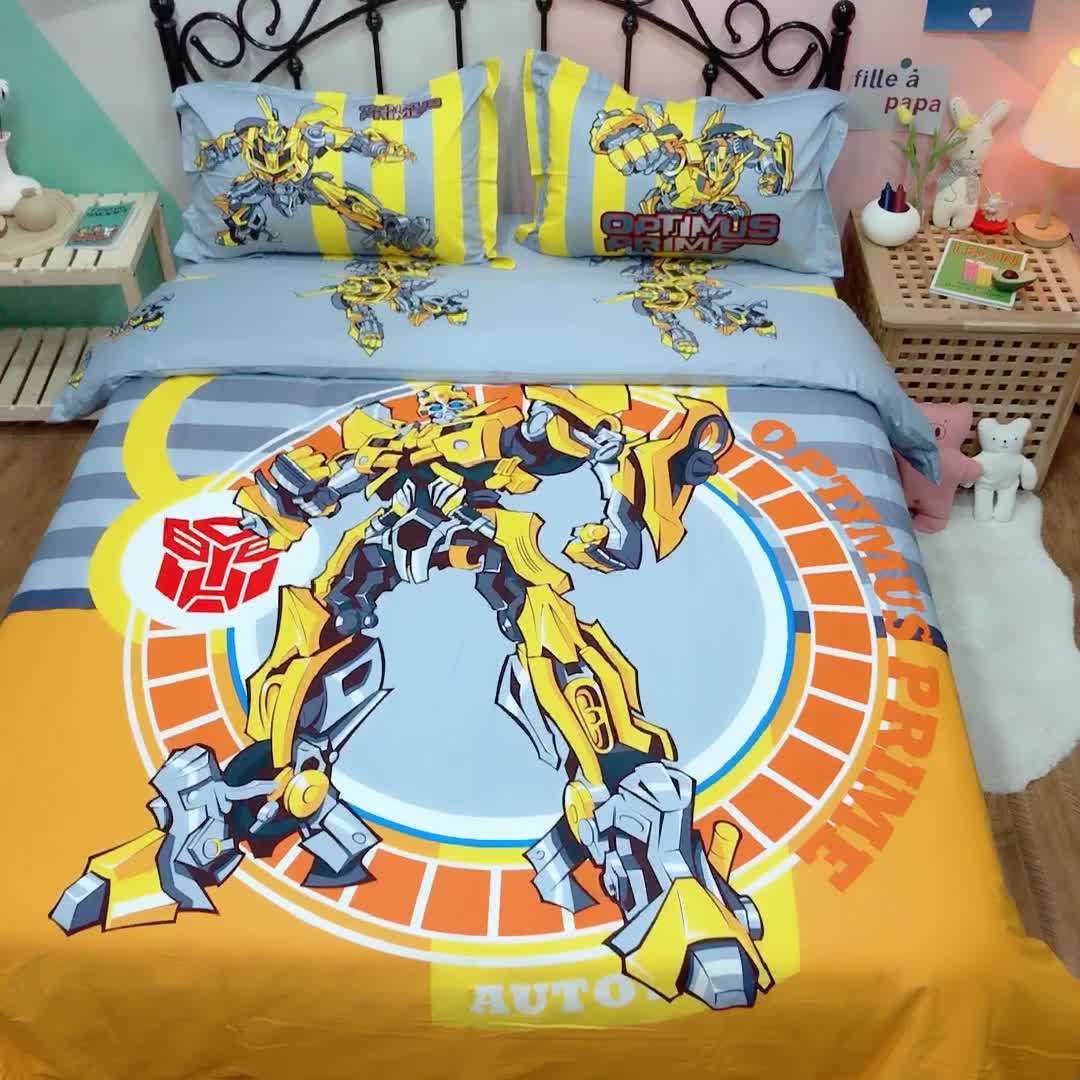 91家纺网 家纺一手货源 找家纺 金爱家 2021新款13070卡通全棉四件套 大黄蜂