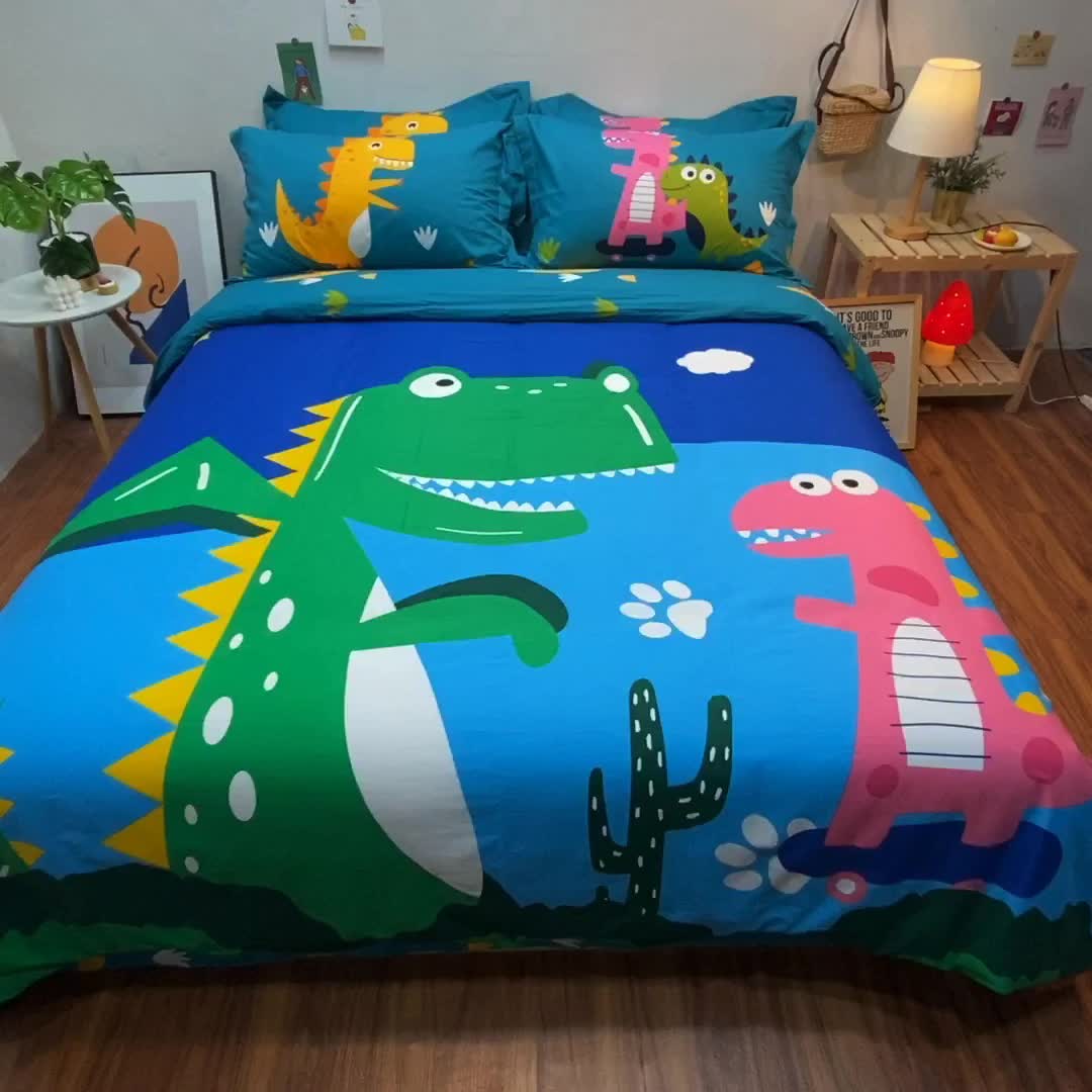 91家纺网 家纺一手货源 找家纺 金爱家 2021新款13070卡通全棉四件套 嗨皮萌宠