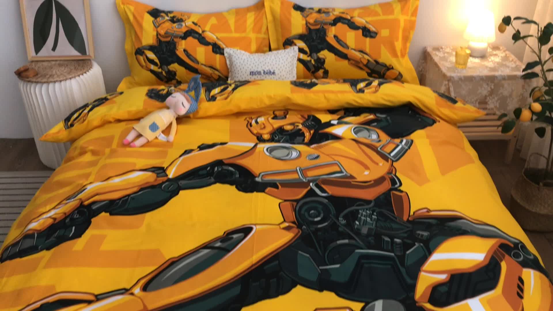 91家纺网 家纺一手货源 找家纺 金爱家 2021新款13372卡通全棉四件套 新大黄蜂