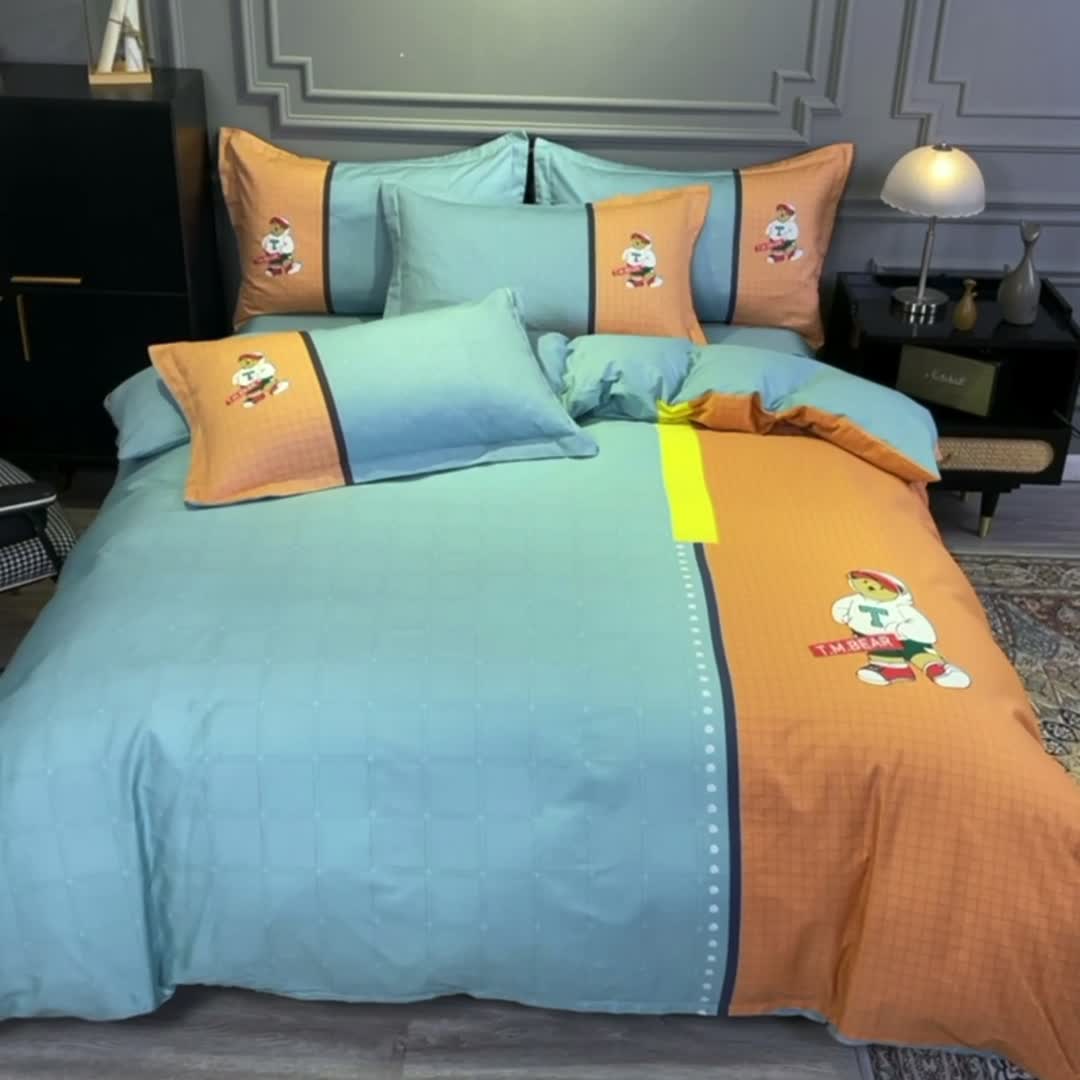 91家纺网 家纺一手货源 找家纺 金爱家 2021新款全棉13372四件套条格简约系列 沙文