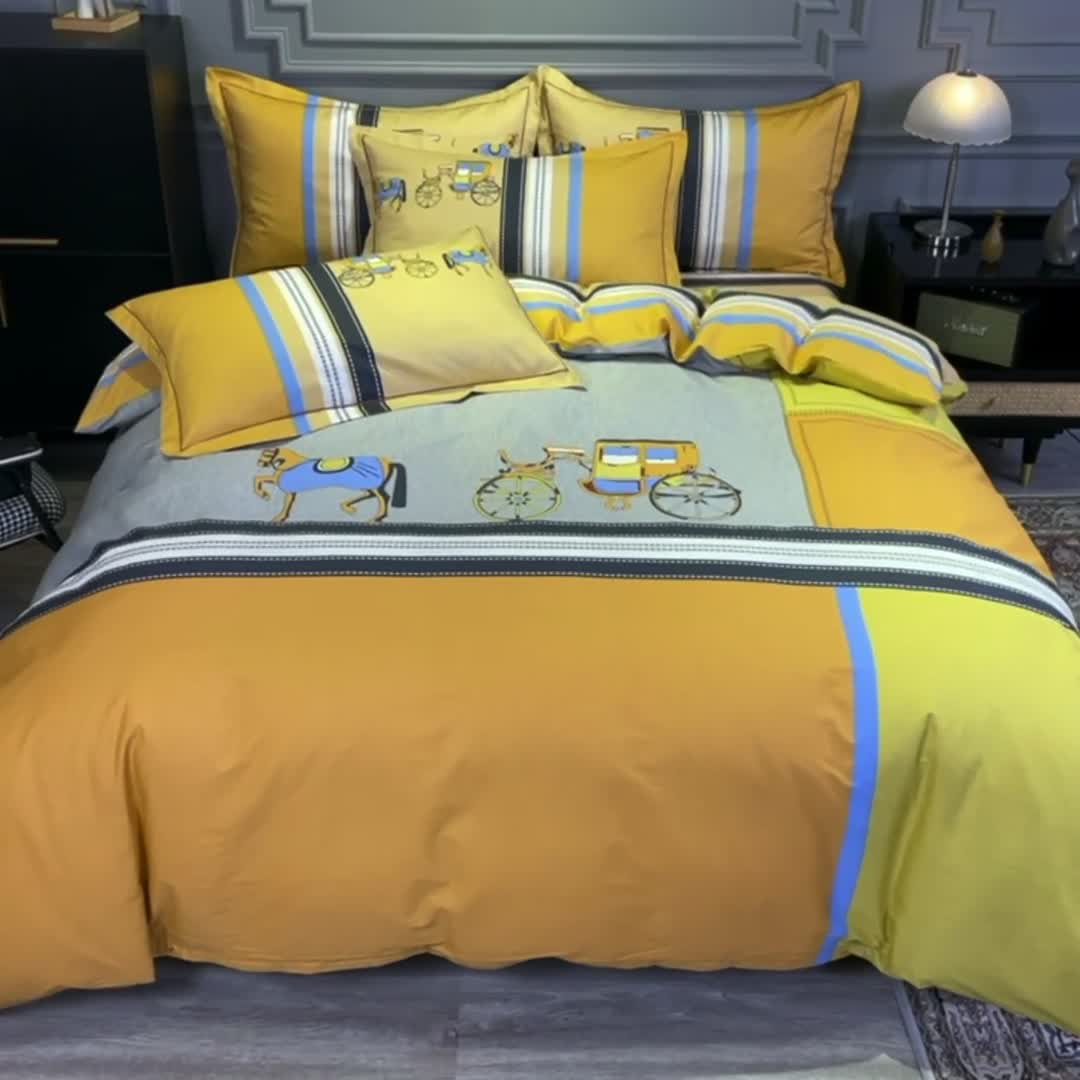 91家纺网 家纺一手货源 找家纺 金爱家 2021新款全棉13372四件套条格简约系列温莎