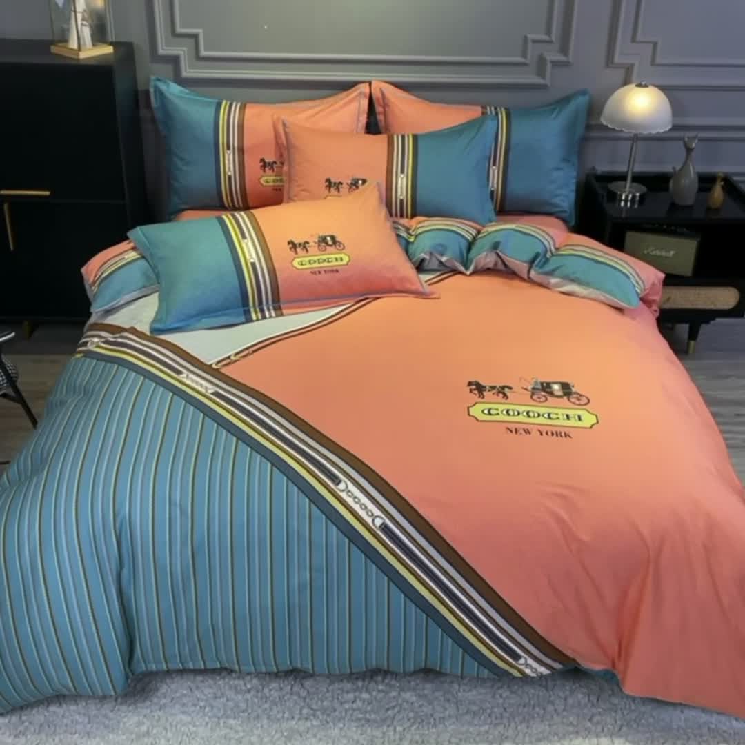 91家纺网 家纺一手货源 找家纺 金爱家 新款全棉13372四件套条格简约系列 皇家绅士