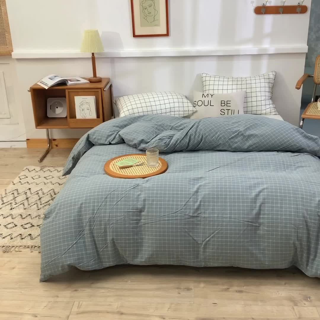 91家纺网 家纺一手货源 找家纺 甜之梦2025新款水洗棉单品被套（任何尺寸都可以定做） 古雅蓝灰